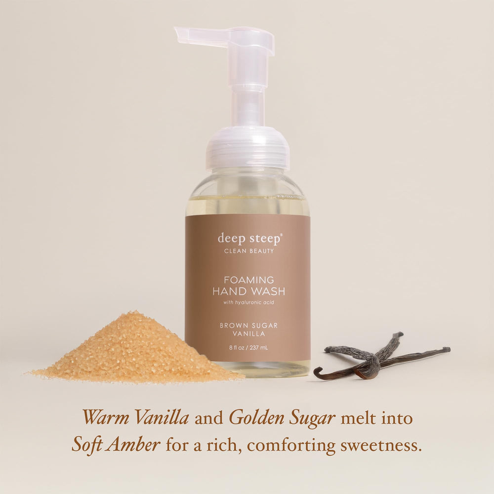 Deep Steep foam texture on hand demonstrating gentle, hydrating lather