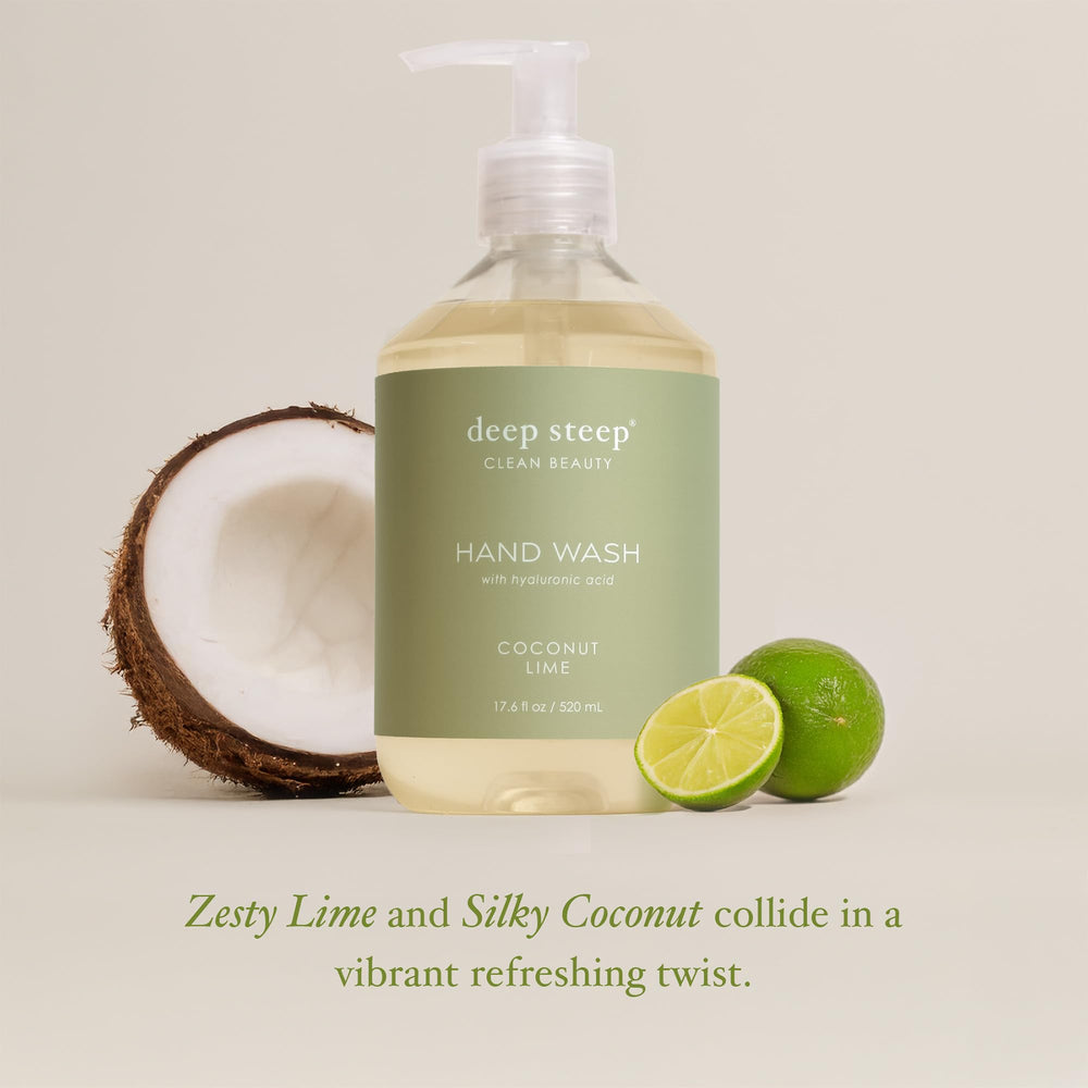Deep Steep lathered hands demonstrating gentle cleansing and soft results