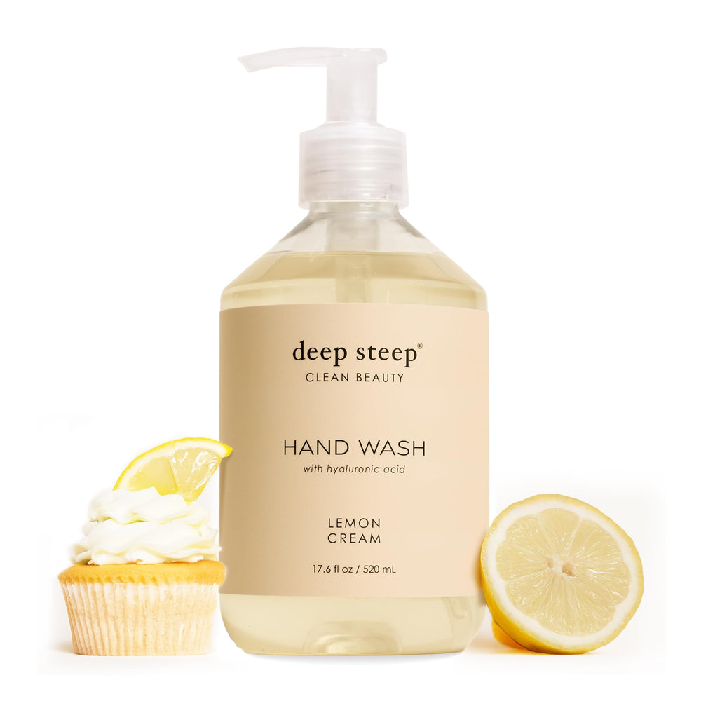 Deep Steep front packaging showing lemon cream bottle and brand benefits