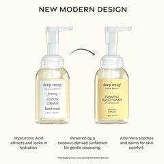 Deep Steep foaming texture on hand illustrating gentle lather and softening effect