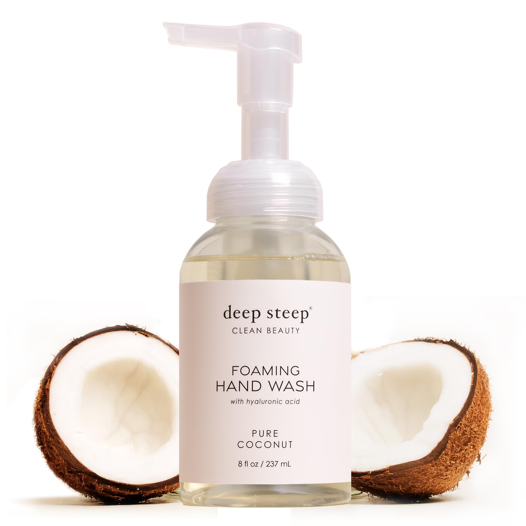 Deep Steep front bottle showing clean packaging and coconut scent benefits