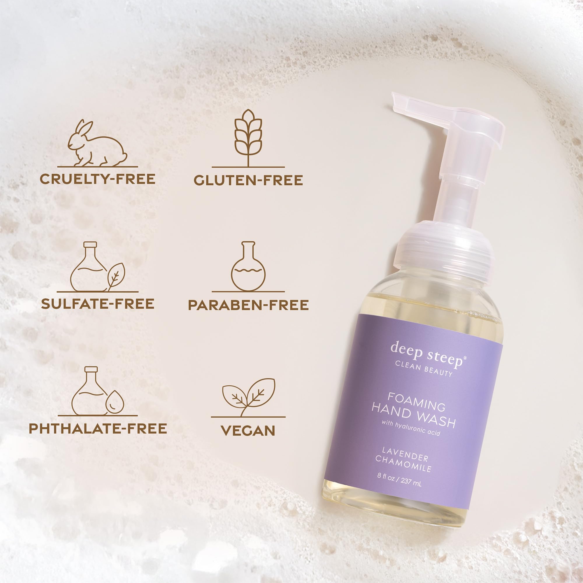 Deep Steep eco-friendly ingredient and recycling information graphic