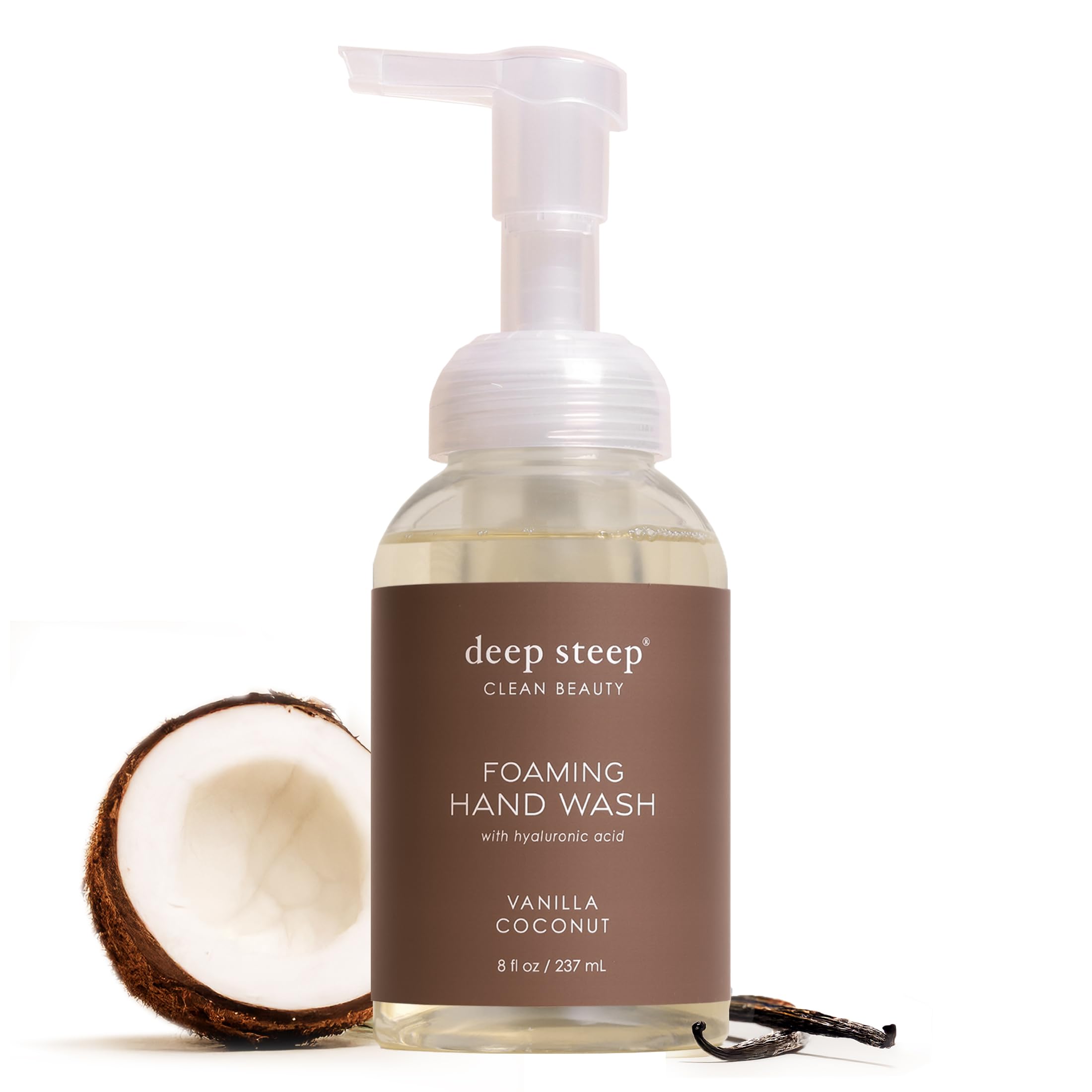 Deep Steep front packaging showing vanilla coconut scent and benefits
