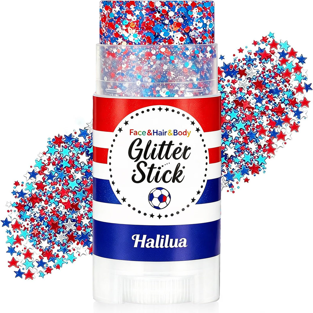 Deepmind patriotic glitter stick front packaging showing vibrant red white blue sparkle