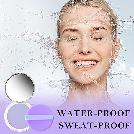DEERELF brush pressing powder onto skin to control oil and set makeup