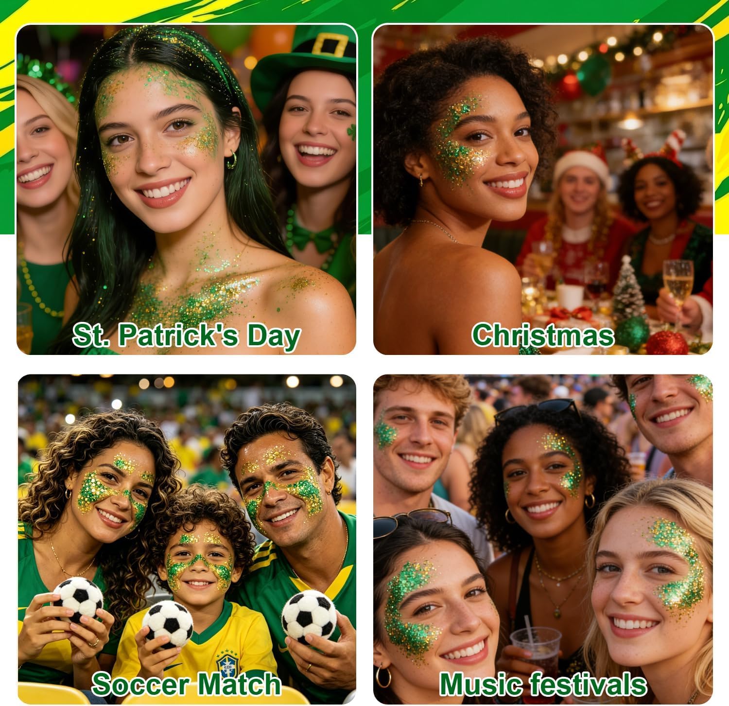 DEERELF in-use cheek stripe on fan offering bold Brazil spirit and long-lasting color