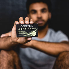 Defense Soap on bathroom shelf showing everyday use convenience