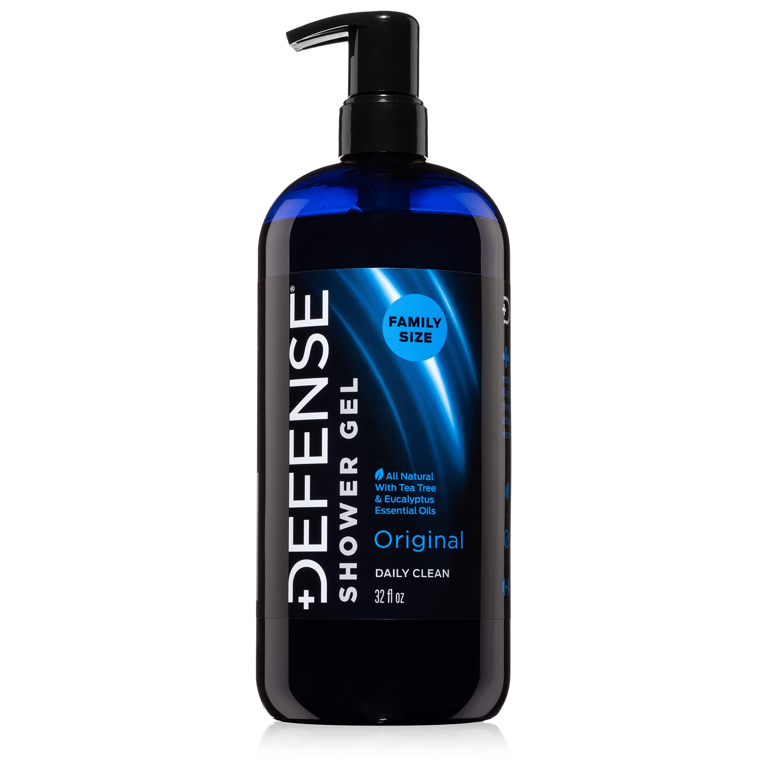 Defense Soap front label showing 32 oz bottle and clear product benefits