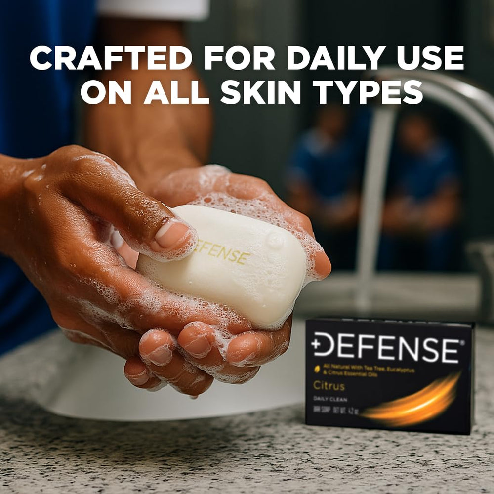 Defense Soap citrus bar texture and density highlighting long-lasting bar