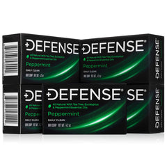 Defense Soap front packaging showing five bars and product benefits