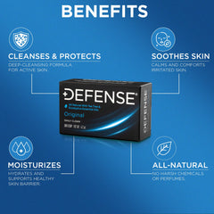 Defense Soap ingredients label view showing tea tree and eucalyptus oils
