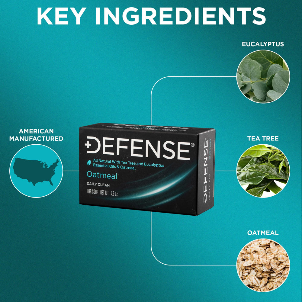 Defense Soap close-up of oatmeal texture highlighting gentle exfoliation