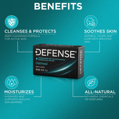 Defense Soap oatmeal texture detail highlighting gentle exfoliant for smoother skin