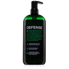Defense Soap used by athlete in shower emphasizing post‑workout freshness