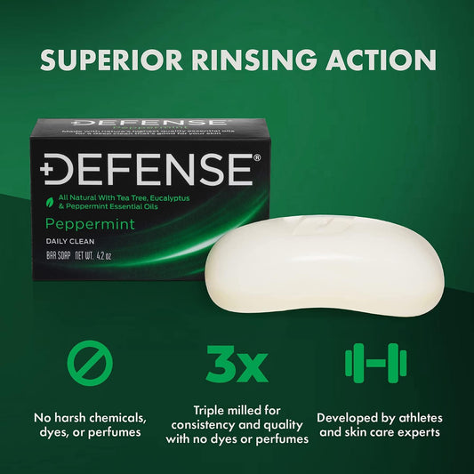 Defense Soap single peppermint bar close-up highlighting texture