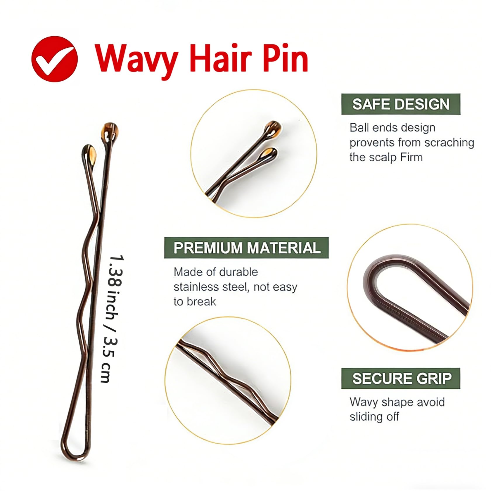 DEFENSUN close-up of smooth rounded ball tips providing scalp-safe comfort