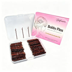 DEFENSUN front packaging showing 200 brown mini bobby pins, neat supply for stylists