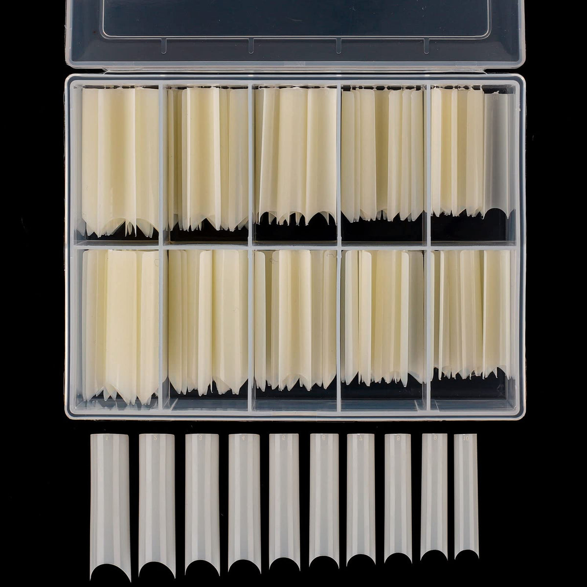 Defuber front packaging showing 200 natural tips and case, easy storage benefit