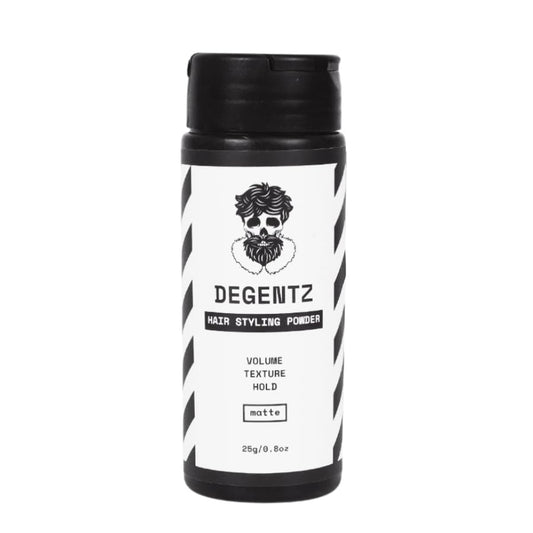 DEGENTZ powder close-up texture demonstrating lightweight, matte finish