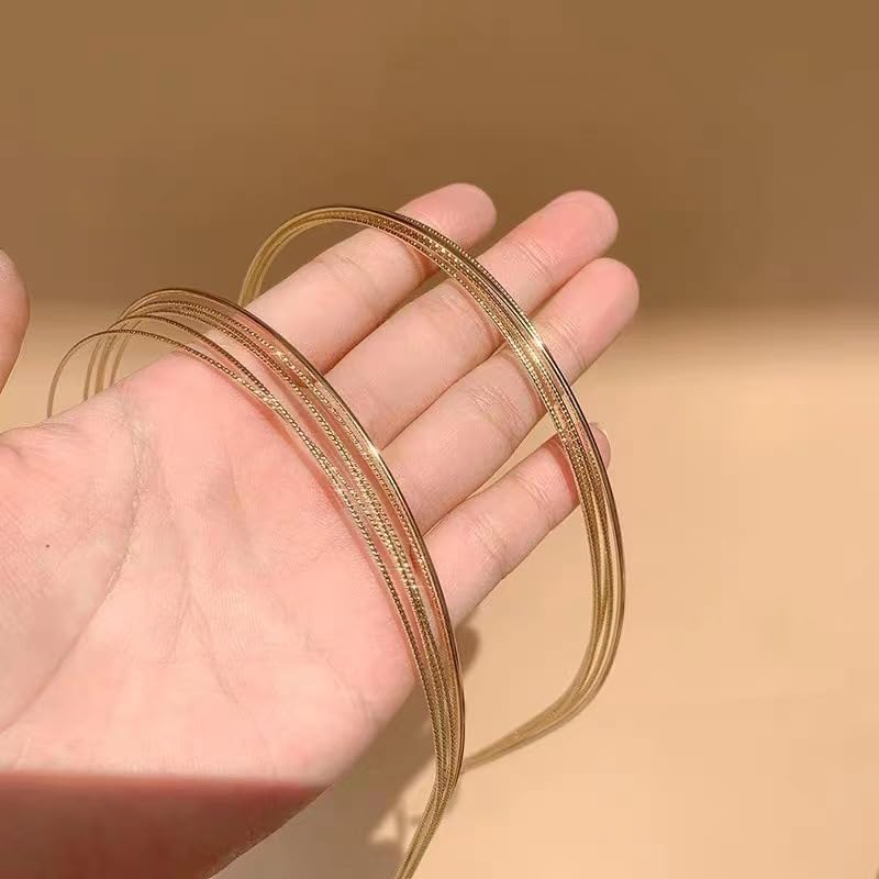 Deghew gold headband side profile showing comfortable fit behind ear for secure, all-day use