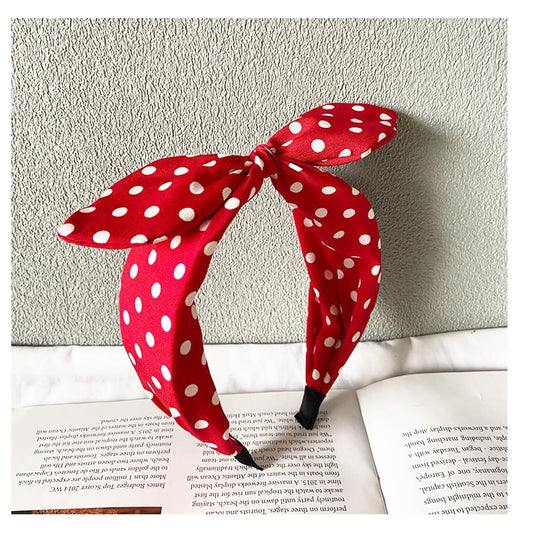 Deghew headband front view showing neat bow and secure fit benefit: instant retro style