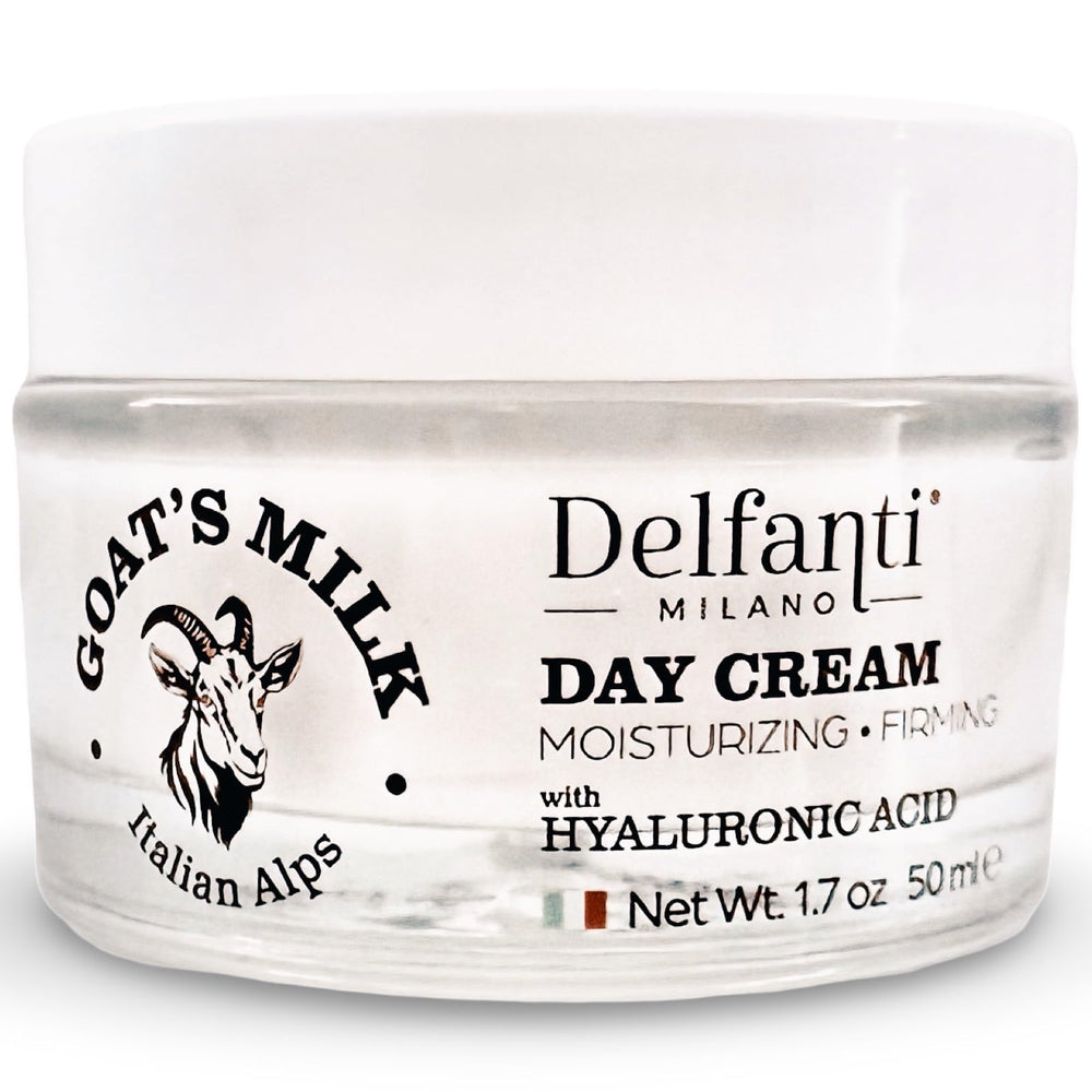 Delfanti-Milano jar front view showing label and hydrating cream benefits