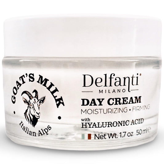 Delfanti-Milano jar front view showing label and hydrating cream benefits