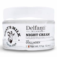 Delfanti-Milano night cream jar front view showing nourishing texture and Made in Italy quality
