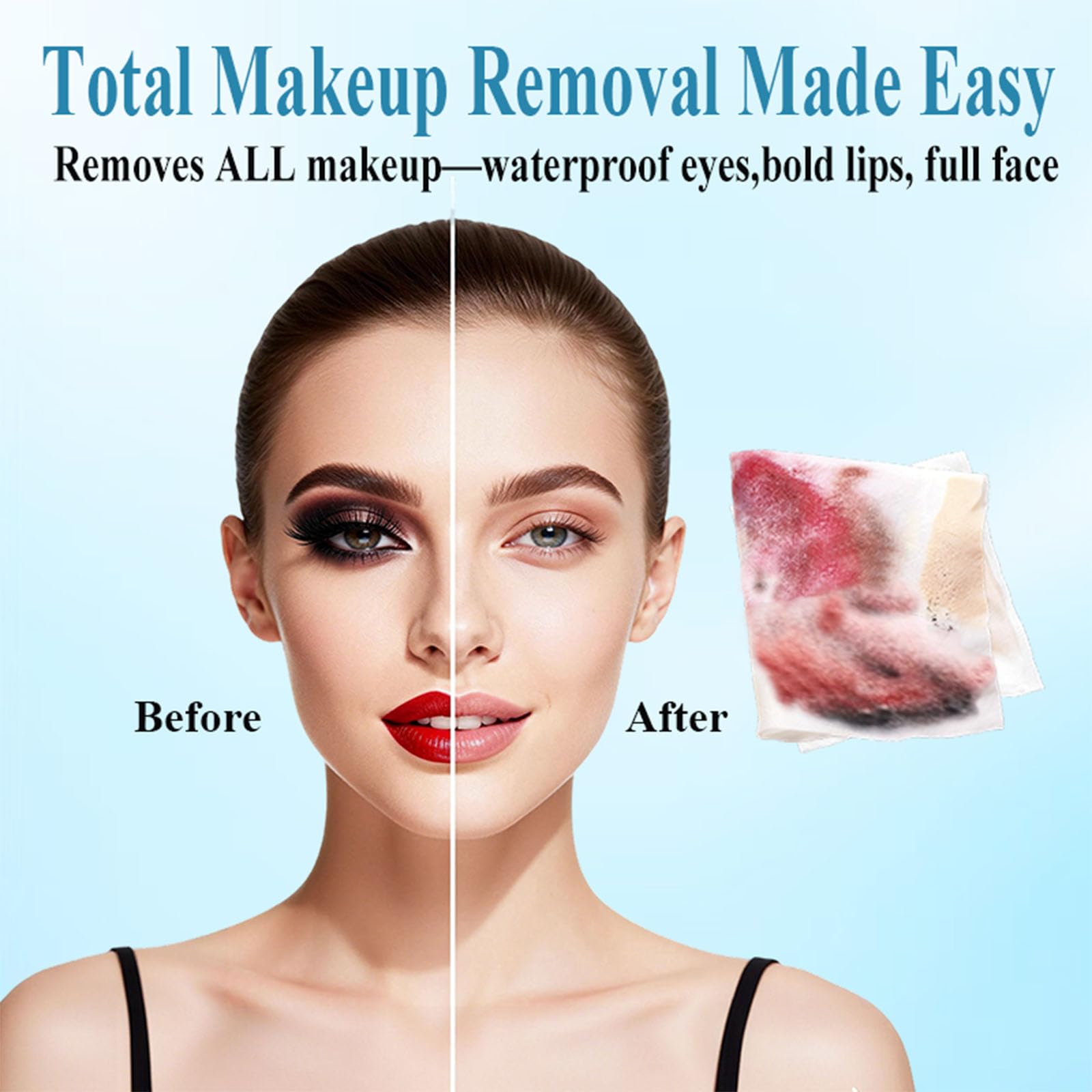 Delyoisy wipe removing eye makeup showing effective gentle cleansing