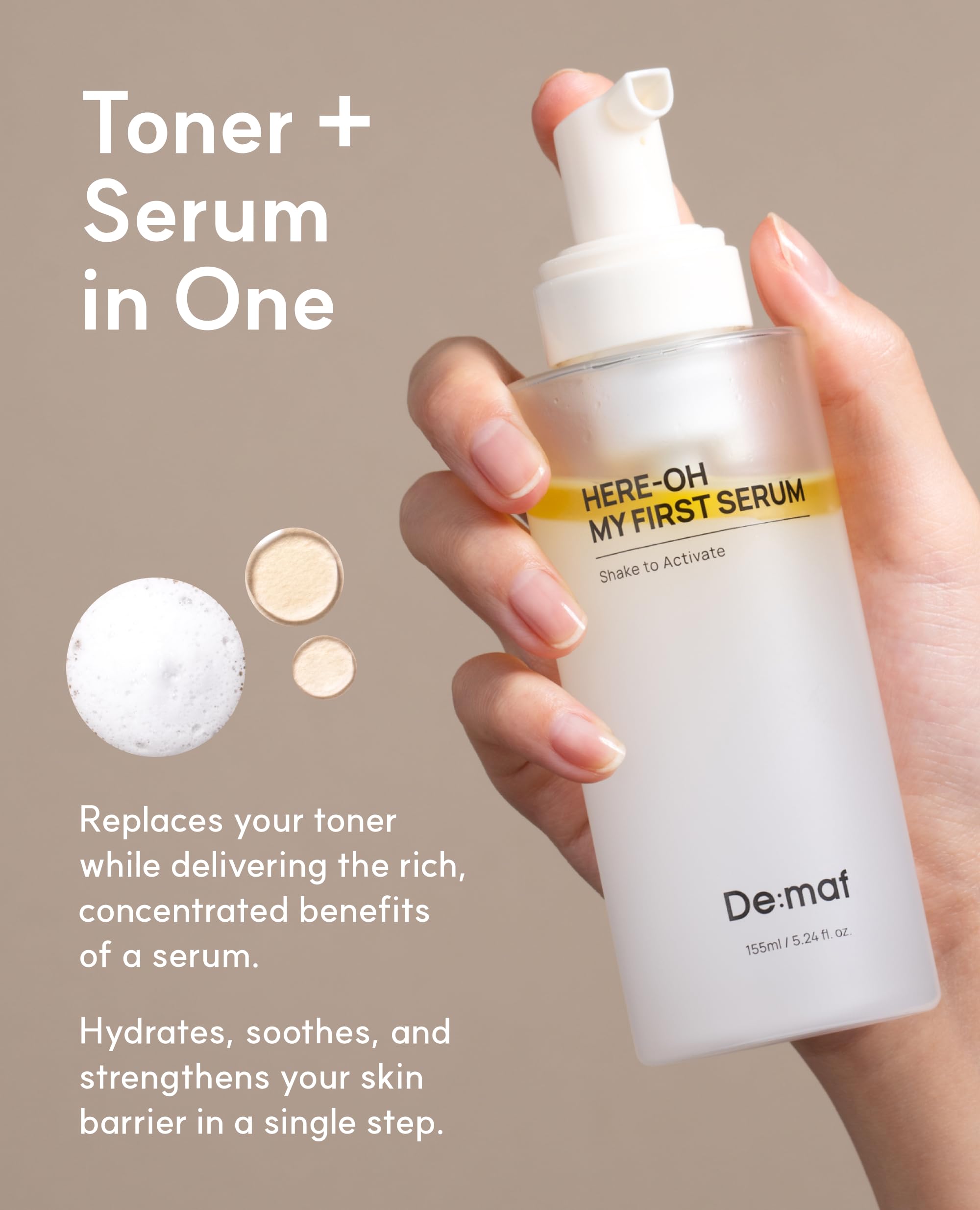 De:maf bottle on vanity staged for daily routine convenience benefit