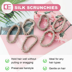 DEMAZALO black rose pink coffee brown scrunchies arranged, versatile neutral colors
