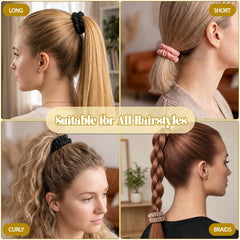 DEMAZALO scrunchie securing a high ponytail, gentle hold without creasing hair