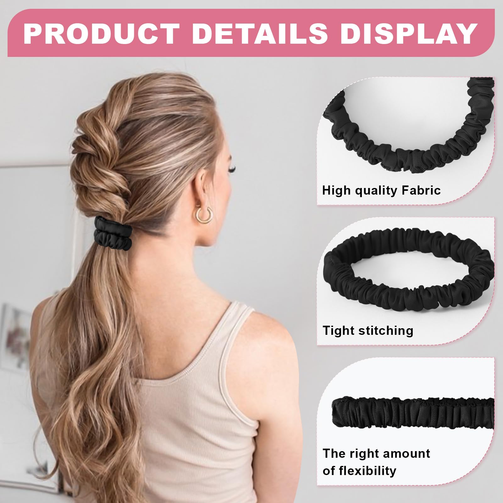 DEMAZALO in high ponytail showing secure hold without tight creases or damage