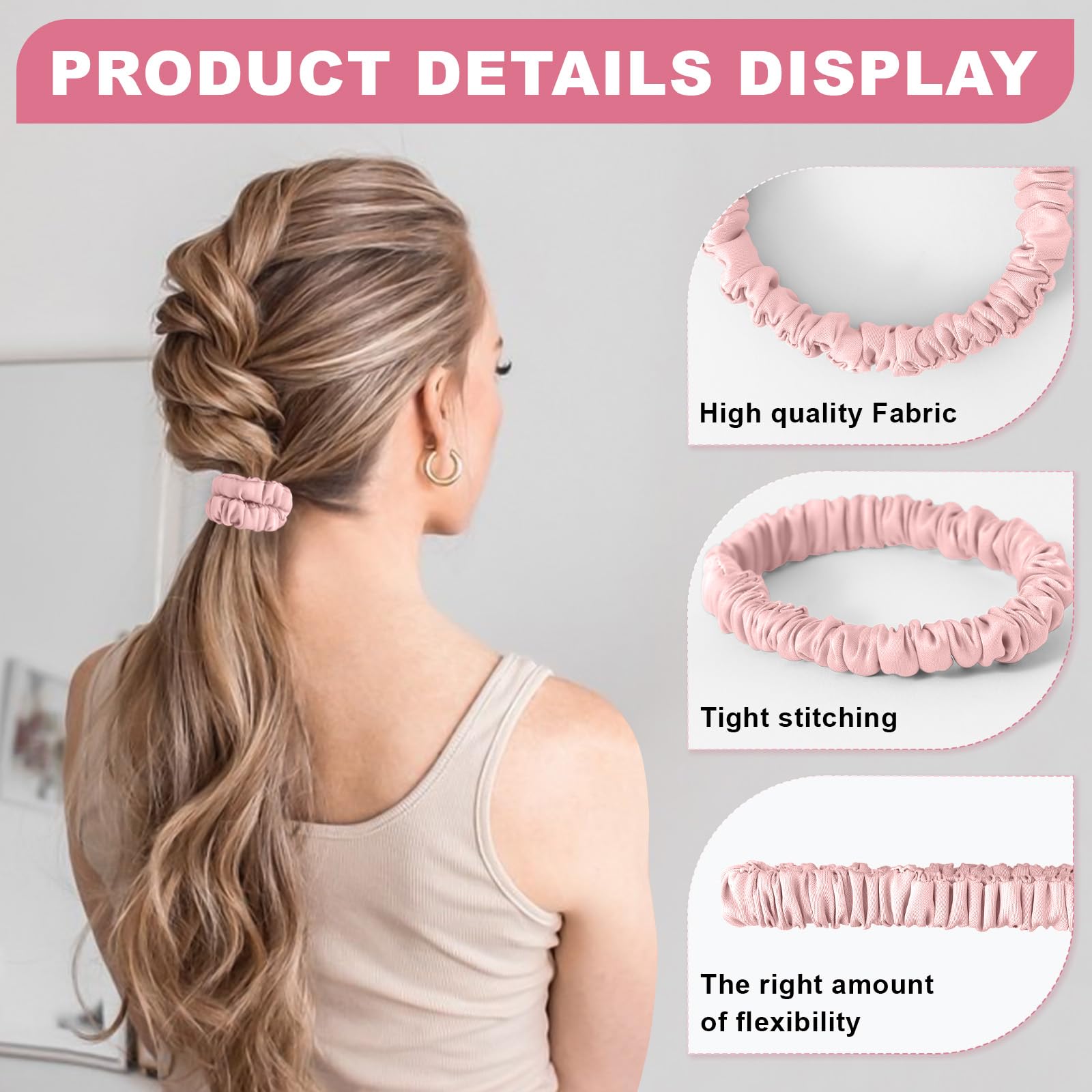 DEMAZALO in use high ponytail, secure hold without tugging benefit