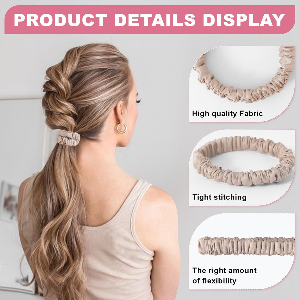 DEMAZALO model wearing rose pink scrunchie in a high ponytail, comfortable secure style