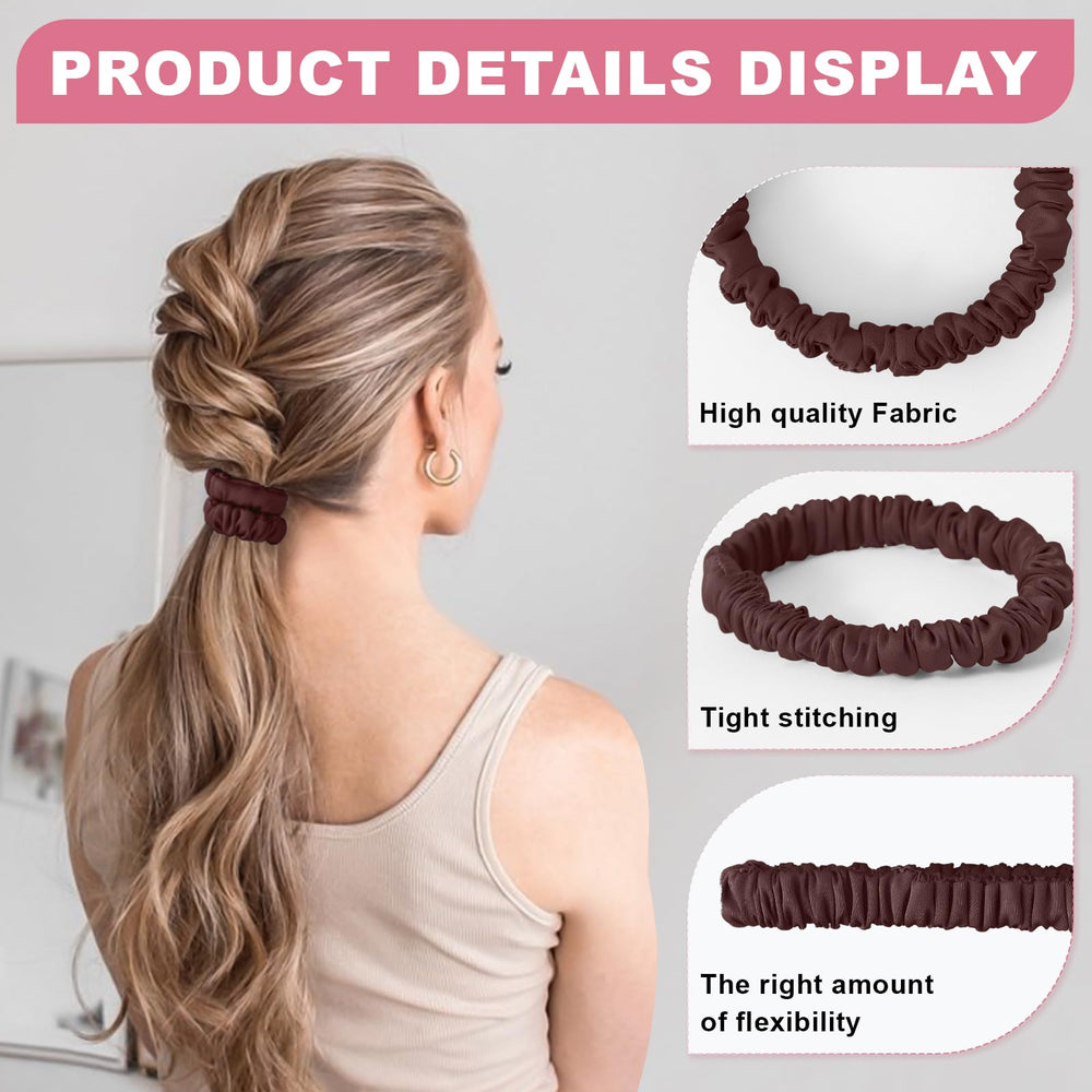 DEMAZALO scrunchies worn in a high ponytail showing gentle grip and reduced hair kinks benefit