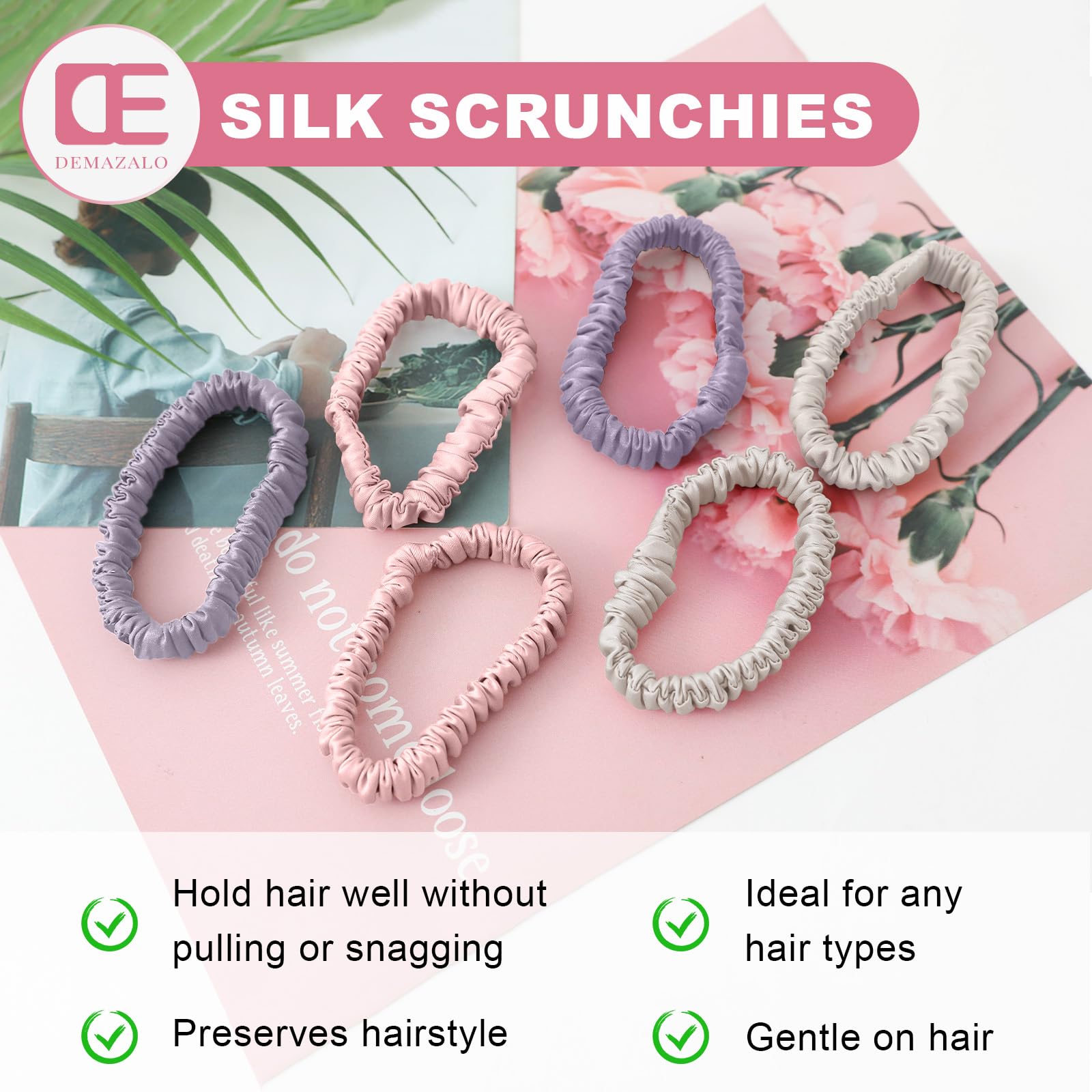 DEMAZALO scrunchie beside a coin to show compact size and travel-friendly benefit