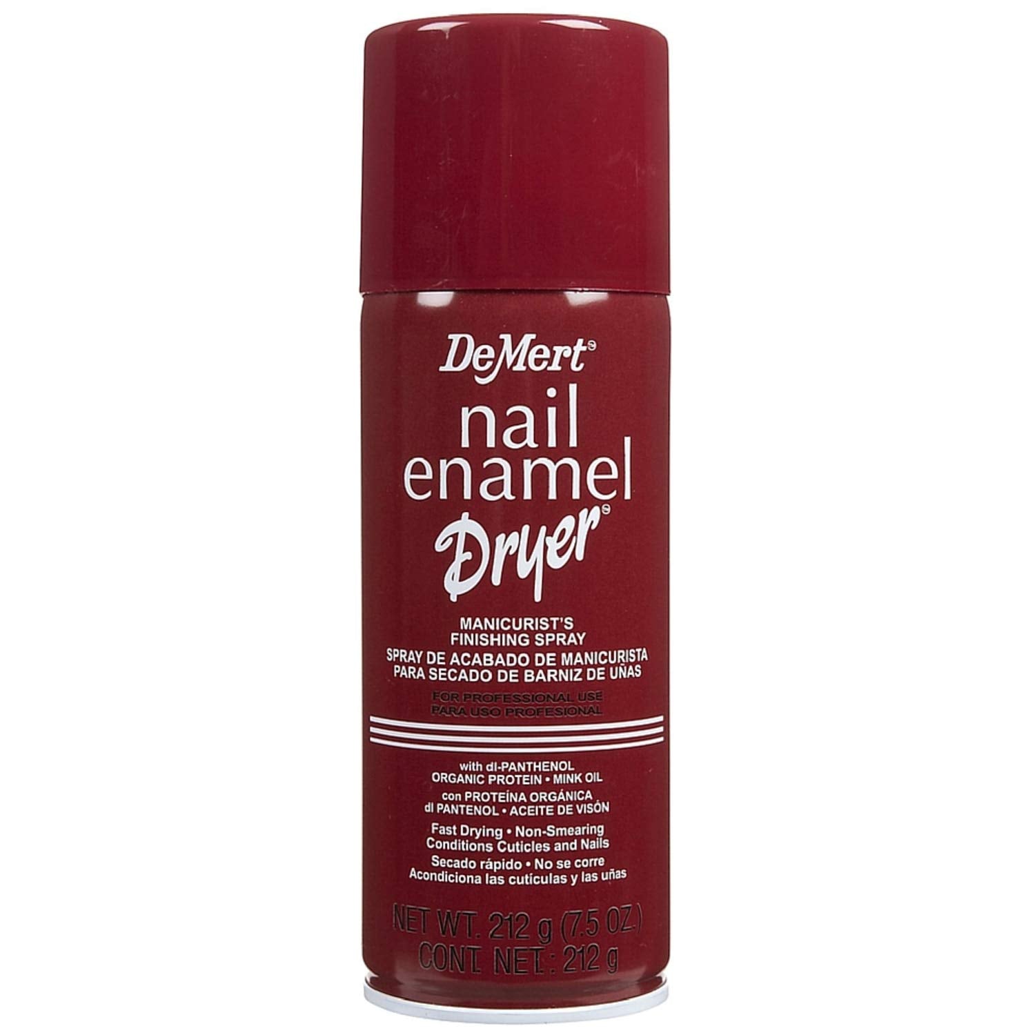 Demert front can packaging showing spray, speeds drying and conditions nails