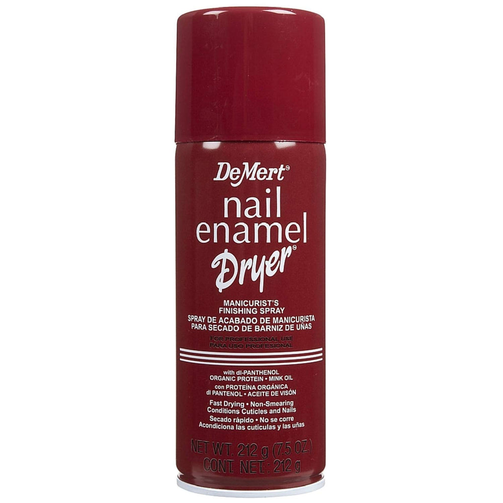 Demert front can packaging showing spray, speeds drying and conditions nails