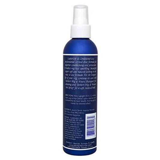 DeMert mist being applied to extensions, helps smooth fibers