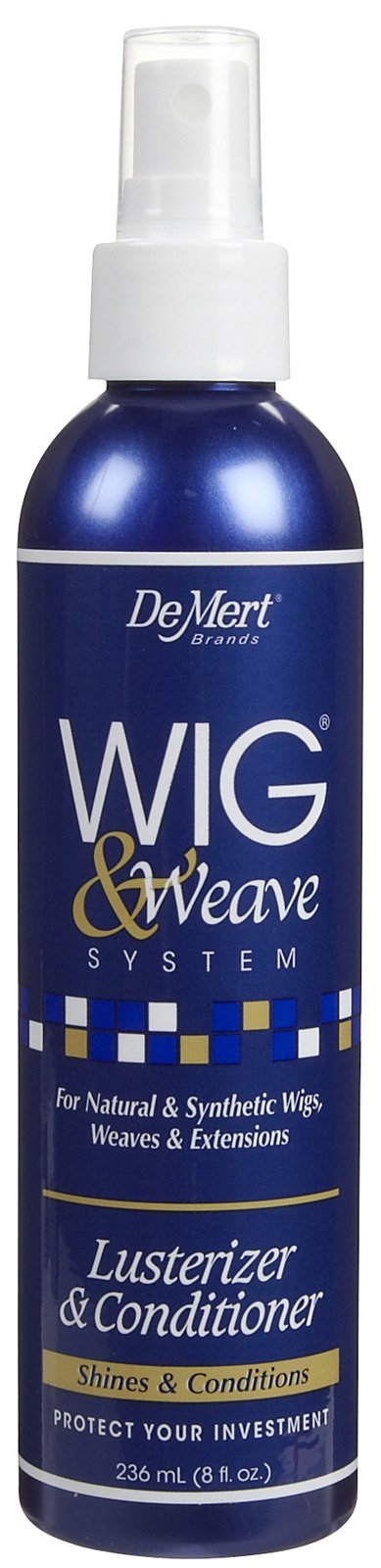 Demert front label of lusterizer pump showing clear conditioner and benefit