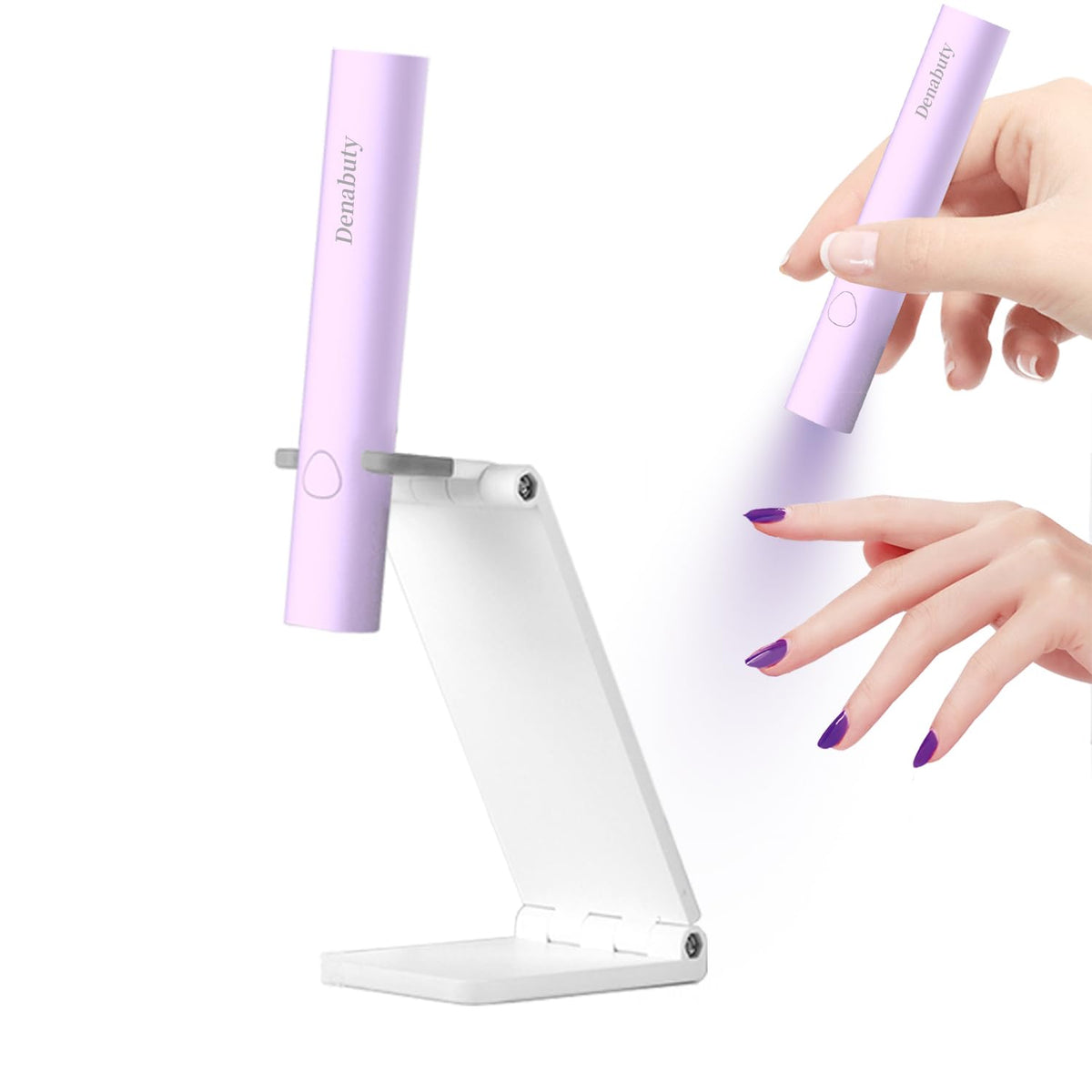 Denabuty front view of mini lamp showing compact design and fast curing benefit