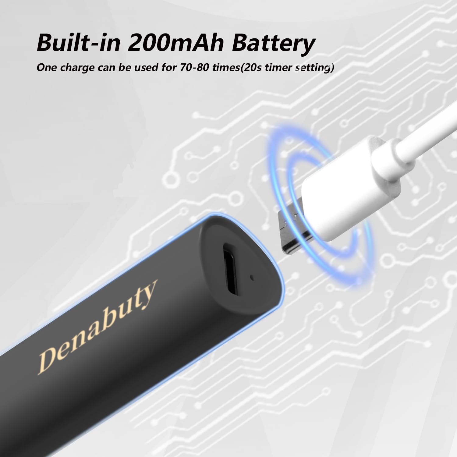 Denabuty next to smartphone to show travel-ready compact size benefit