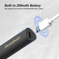 Denabuty next to smartphone to show travel-ready compact size benefit