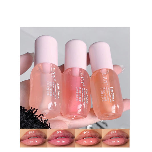 DENESTUP front packaging showing three clear mint lip oil tubes for everyday shine