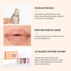 DENESTUP iced coffee gloss swipe showing warm tint and hydrating benefit