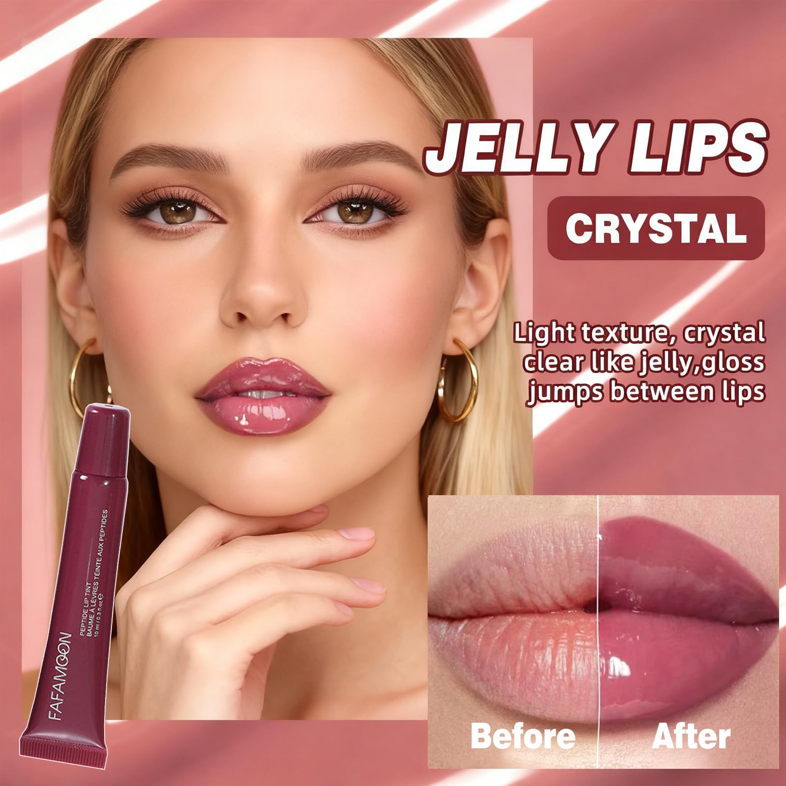 DENESTUP layering demo over lipstick showing added high-shine dimension