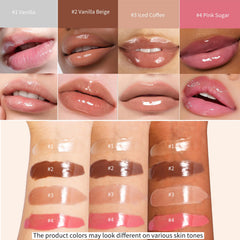 DENESTUP sugar gloss lip swatch giving bright gloss and plumping look benefit