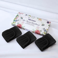 Denfany headband worn in shower keeping hair dry and comfortable