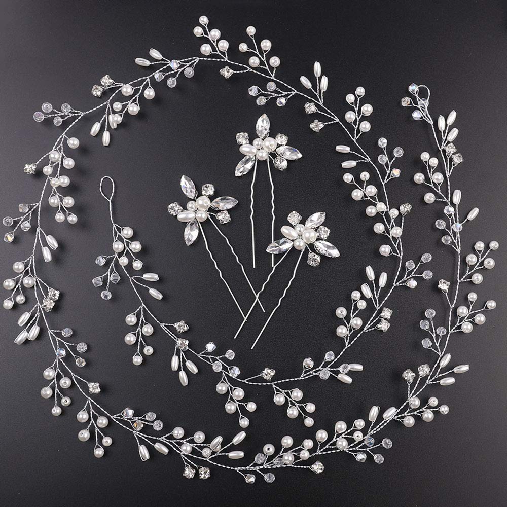 Denifery three included silver rhinestone hairpins for secure hold benefit